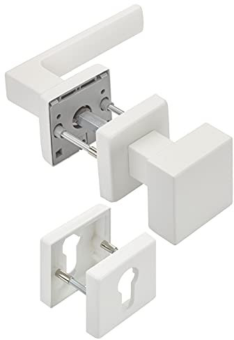 Türdrückergarnitur CUBE weiß Wechselgarnitur Türknauf und Türdrücker 120 x 22 mm Vierkant 8 x 8 mm von SOTECH