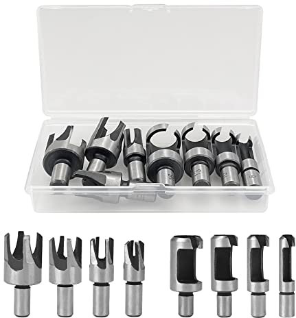 8 piezas Cortador de tapones de madera Vástago redondo Garra Brocas cónicas Garra Taladro de corcho Taladro Sierra Cortador de brocas de espiga, para cabina de ventana de puerta de trabajo de madera