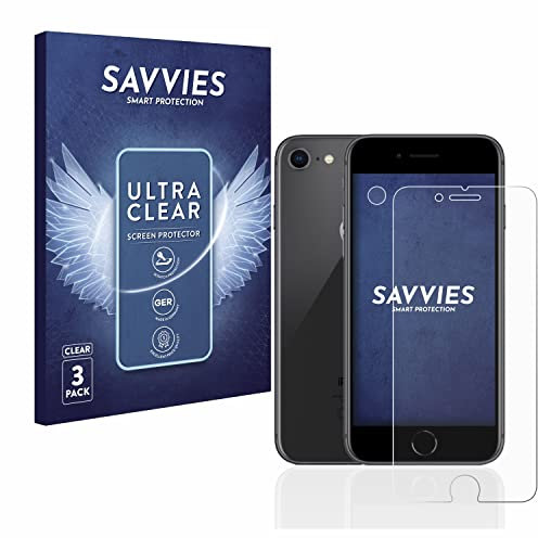 Savvies 6 Stück Schutzfolie für Apple iPhone 8 (Display+Kamera) Displayschutz-Folie Ultra-Transparent