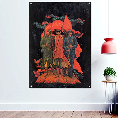 Propaganda-Banner mit der Aufschrift Great October The Time of New People, Sowjetunion, Wanddekoration, CCCP UdSSR, Communistisches Poster, 96 x 144 cm