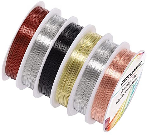 POTUANOT 6 Rollos 0.8mm de Alambre de Cobre,para Manualidades, joyería, Bricolaje, 6 Metros/Rollo