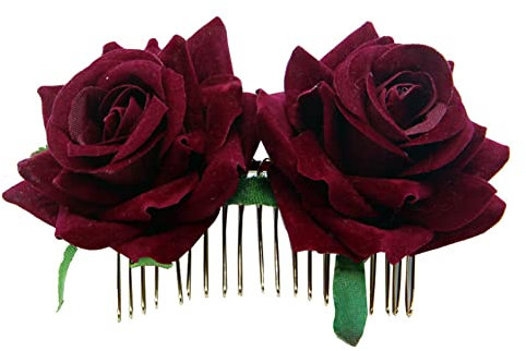 Pince à cheveux en forme de rose pour femme et fille - Bordeaux