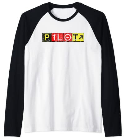 Pilot T-Shirt Runway Schild Raglan