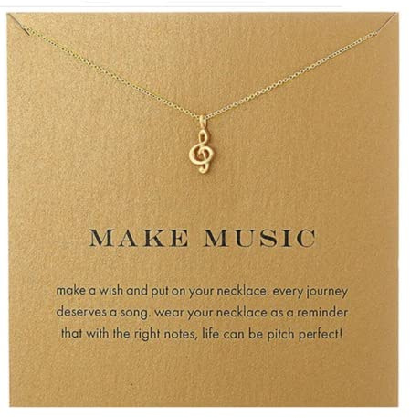 CrownOfRibbons Collier de Notes de Musique, clé de Sol, Cadeau de Bijoux pour Elle