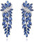 Pendientes de Mujer-Clearine Colgantes Largos de Circonita Cúbica para Novia Estilo Marquesa,Color Azul Plata-Tono