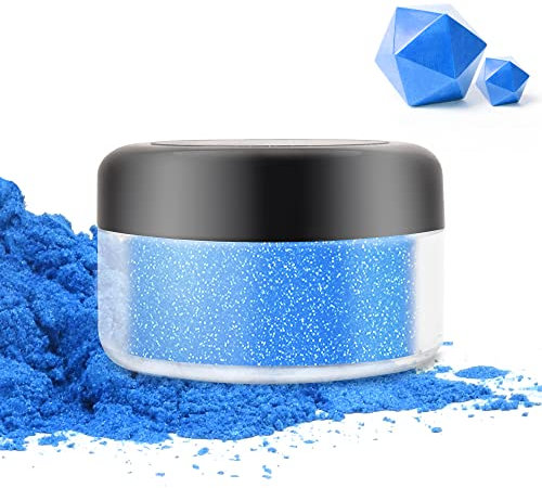 Essbarer Glitzer - 10g Essbarer Glitzerstaub Glitzerpulver für Lebensmittel, Getränke, Kuchen - Metallisch Lebensmittelfarbe Pulver Staubpulver zum Dekorieren von Torten, Süßigkeiten, Keksen (Blau)