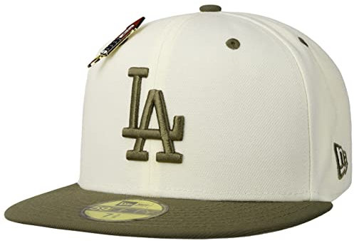 New Era 59Fifty Trail Mix Dodgers Cap Basecap Baseballcap Fitted Flat Brim LA Los Angeles (7 5/8 (60,6 cm) - cremeweiß-beige)