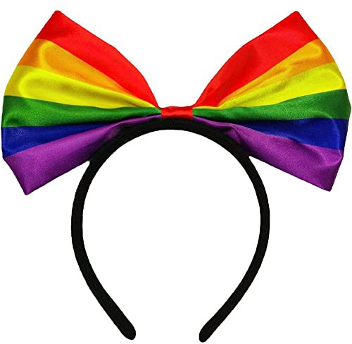 Dinntty Großes Schleifen-Stirnband, buntes Regenbogen-Haarband, schöner Haarreifen, Party, Alltag, Kopfbedeckung, helle Farbe, Stirnband, Haar-Accessoires
