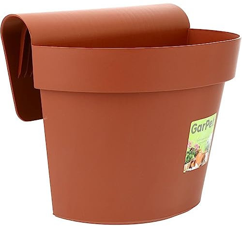 Geländertopf Balkon mit Wasserspeicher Blumentopf Zaun Blumenkasten Geländer Geländerkasten Balkontopf Balkonkasten Terracotta Außenbereich 21 x 29 x 23 cm
