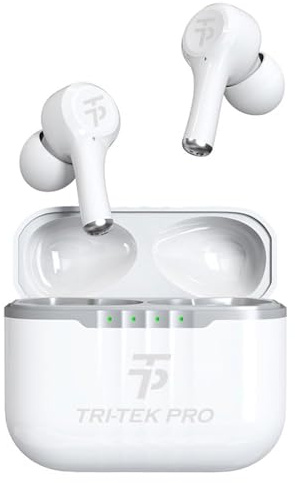 TRI-TEK PRO Groove Bluetooth Wireless Active Noise Cancelling Earbuds True Wireless Stereo, Surround Sound Earphones, Touch Control, Transparency Mode, 30+H playtime, 5.3 Bluetooth, Built-in Mic