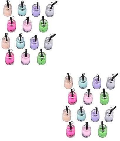 COHEALI 40 pcs good mood home accents decor Earrings pendant Bubble tea decoration bead necklace bead keychain Miniature Charms Bulk Keychain bottle Pendant Colorful Jewelry Parts milk tea
