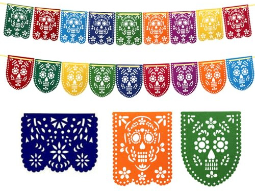 Mexikanische Partybanner - Tag der Toten Banner, Fiesta Banner 4 Stück - Cinco de Mayo Dekoration