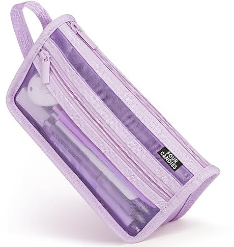 Four Candies Astuccio a rete con manico e cerniera, Lilla, viola