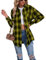 Buliezy Chemise Femme a Carreaux Manche Longue Chemisier élégant Chemise Classique Coton Plaid Veste,Jaune,XL