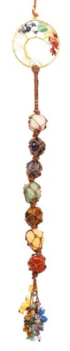 Chakra Healing Crystal Stone Hanging Decorations, Tree of Life Tandem Natural Quartz Gemstone Pendant Ornaments for Home Garden Windows Cars, Spiritual Gifts for Women 1
