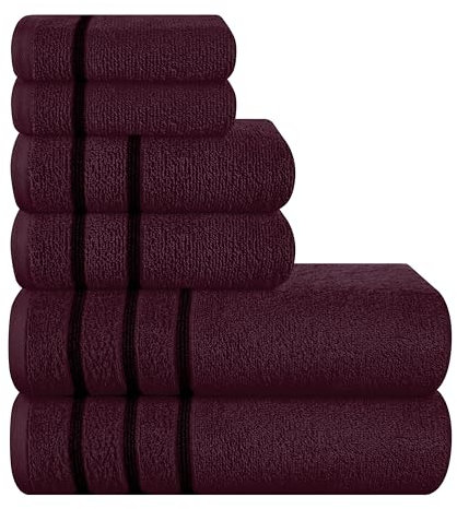 MyOwn Ultra Soft 6er-Pack Baumwoll-Handtuch-Set, enthält 2 übergroße Badetücher 70 x 140 cm, 2 Handtücher 40 x 60 cm und 2 Waschbetten 30 x 30 cm, Burgunderrot
