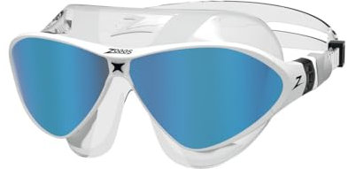 Zoggs Unisex-Adult Horizon Flex Swim Mask Goggles, Clear/White/Titanium Mirror