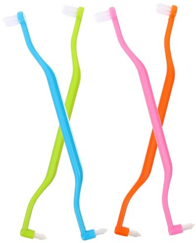 Ipetboom Doppelköpfige Zahnbürste 4 Stück Mit Konischen Borsten Verschleißfest Ergonomisch Für Zahnzwischenraumreinigung Und Mundpflege Manuell Für Reisen Und Haushalt