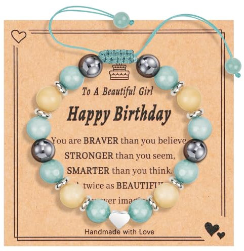 Aucuu Perlen Armband für Kinder und Frauen - Schmuck mit Verstellbarem Geflochtenem Seil, Stretch Perlen - Geschenk für Mädchen