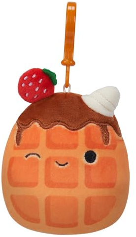 Squishmallows Weaver The Waffle, zum Anklipsen, 8,9 cm, klein, Orange