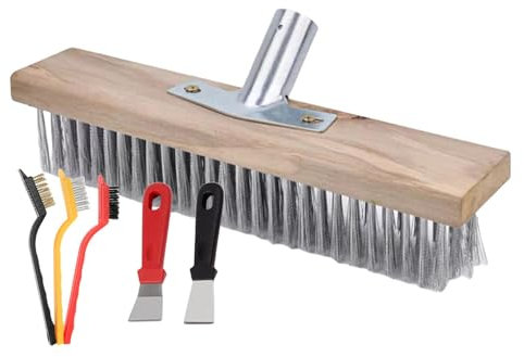 Scopa in acciaio, scopa in metallo, spazzola da giardino, robusta, per esterni, spazzola da giardino, spazzola rigida da giardino, testa a filo, scopa da giardino, scopa in filo, scopa per terrazze