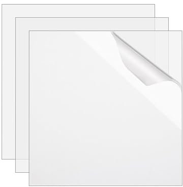 FAAING 3 placas acrílicas cuadradas de 30 x 30 cm, 3 mm, de cristal acrílico transparente, placa de plástico transparente para marcos de fotos, pintura, proyectos, expositores de mesa