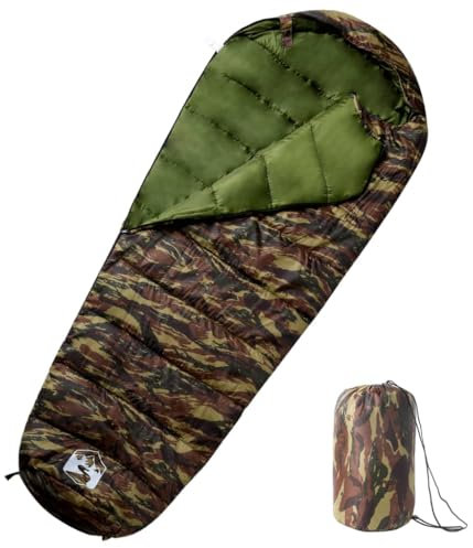 vidaXL Mumienschlafsack, Schlafsack für Erwachsene, Leichtschlafsack für Camping Trekking Reisen Outdoor, Deckenschlafsack für 3 Jahreszeiten