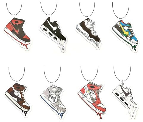 VIDSTW 8 Stück Duftbaum Auto, Personalisierter Duftbaum Auto, Verschiedene Sneaker Stil Stilen Iufterfrischer Auto, Auto Tuning Duftanhänger, Automatischer Duftspender fürs Auto (Mehrfarbig)