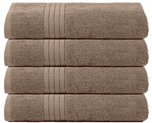 Brentfords Extra Large Bath Sheets Light Brown, 100% Cotton Shower Towel Super Soft Feel High Absorbency Bathroom Essentials, 4 Piece