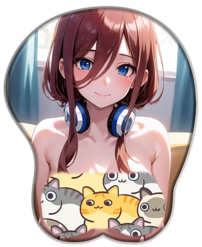 PUrar The Quintessential Quintuplets Nakano Miku Anime 3D Mauspad Handgelenk Unterstützung Mausmatte im hübschen Muster, Stereoskopische Nette weiche Mausmatte für Büro, Laptop