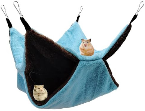 Wekuw Meerschweinchen Hängematte, Hängematte Für Haustierkäfige Hamster Hängebett Hängematte für Kleintiere Ratten Hängematte, für Frettchen, Ratten, Zuckergleiter und andere kleine Tiere (Blau)