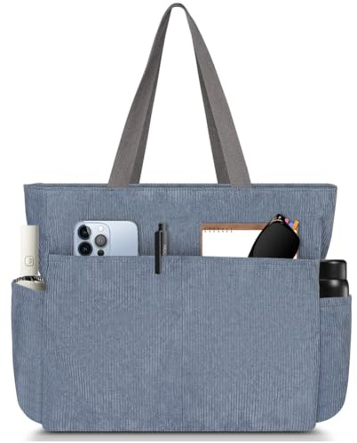 Aucuu Damen Kord Groß Handtasche, Cord Tasche Tote Bag, Umhängetasche Groß Shopper Tasche, Cord Tasche Beuteltasche Mit ReißVerschluss, Handtasche Schultertaschen für Arbeit Reisen Einkaufen Schule