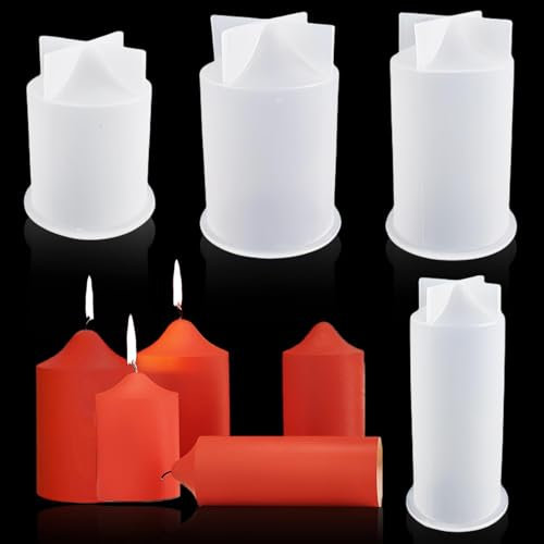 4 Pcs Silikonformen, Zylinderförmige Kerzenformen Silikon, DIY Kerzenformen Set, Ideal für Festliche Dekoration, Weihnachten, Kreatives Handwerk, Wiederverwendbar