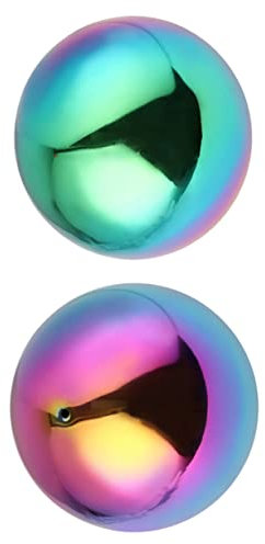 KONTONTY 2stücke Edelstahlkugeln Mit Regenbogen-Effekt Und Spiegeloberfläche Hohlkugel Für Garten Und Heimdekoration Robust Und Langlebig Maschinell Poliert