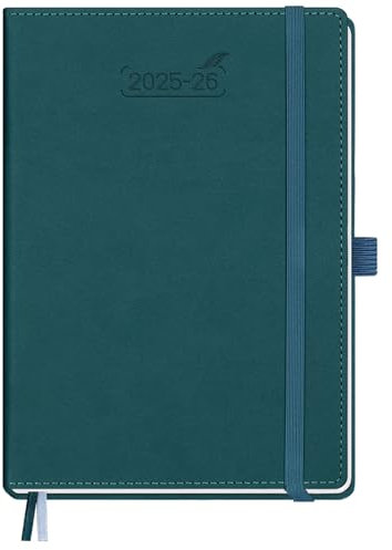 BEZEND Kalender 2025 2026 Wochenplaner A5, 18-Monate Buchkalender Juli 25-Dez 26, PU-Leder Hardcover 1 Woche 2 Seiten mit Stifthalter - Dunkelgrün