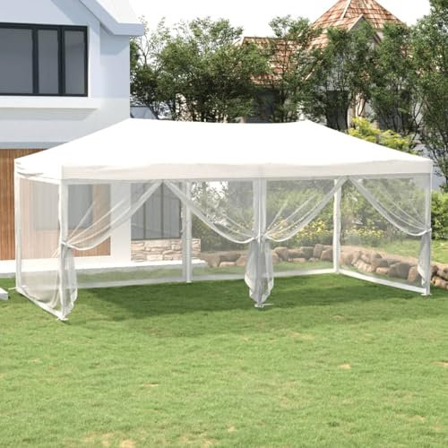 Xichuzi Partyzelt Faltbar mit Seitenwänden, Party Zelt, Pavillon, Faltpavillon, Garagenzelt, Gartenzelt, Weiß 3x6 m