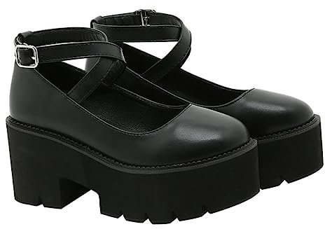 OATIPHO Sandales Noires Femme à Plateforme Et Bout Rond Chaussures Simples pour Talon Épais Antidérapant