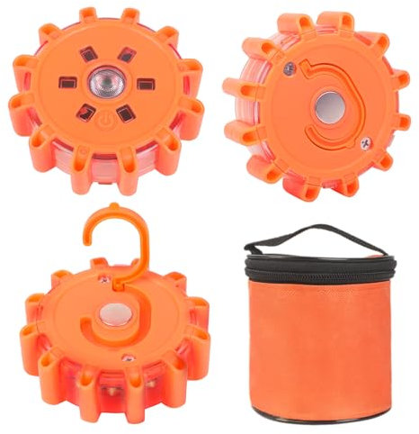 Yinaolan 3 StüCk Warnleuchte, Wasserdicht Led Warnleuchten Mit Magnet Und Haken, Synchronisierter Modus, Batteriebetrieben mit 9 Flash-Modi LED Warnleuchte