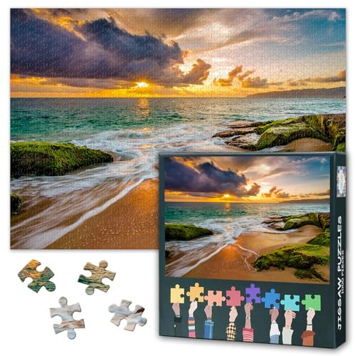 Seascape Puzzles, Beach Puzzles for Adults 1000 Pieces, Impossible Hard Difficult Challenging Puzzle for Adults, Seascape Jigsaw Puzzle 1000 Pieces for Adult 20X27 INCH