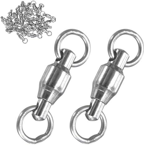 M METERXITY 30er Pack Kugellager Wirbel 0# 0# 59 Zoll 15mm Edelstahl Silber | Köder Vorfach Verbinder, Hochfester Geschweißter Ring, Für Angeln Salzwasser Süßwasser
