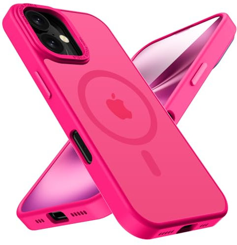 KPPIT for iPhone 16 Plus case Compatible with MagSafe, Shockproof Drop Protection, Frosted Translucent Back Magnetic Phone Case for iphone 16 Plus,Rose Red