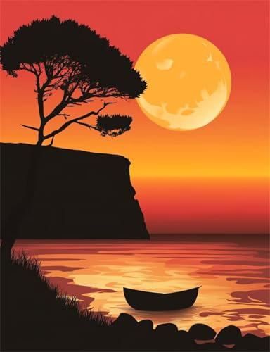 Diamond Painting Landschaft, 5D Diamond Painting Kinder set Himmel, DIY Runde Steine Crystal art Mosaic Making Cross Stickerei Basteln Erwachsene Set, Home Dekor, Geschenke für Frauen 20x30cm W-6132