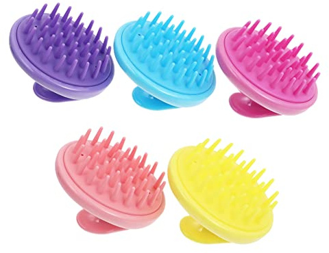 Kopfhautpflege Kopfreiniger 5 Stück-pack Silikon Massagebürste | Kopfhautmassagegeräte, Haarpflege für Zuhause, Leicht und Reisefreundlich, Kreatives Design Zufällige Farbe