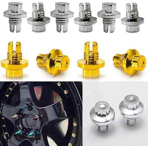 Radmuttern,Radmutter 10/20 Stück Autoreifenschrauben, Radnaben-Dekorationsschrauben aus Kunststoff, Autoreifen-Umrüstzubehör, Flachkopf, polierte Oberfläche, Anschraubschraube(Gold)