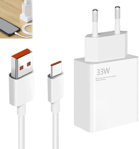 keyxer 33 W Ultra-Eficient Rápido Xiaomi Charger – Comes with 2 M USB-C Cable! Ideal para Xiaomi 14/13 Pro, Redmi Note & K Series - Tipo C Wall Adapter Ensures Quick and Steady Charging