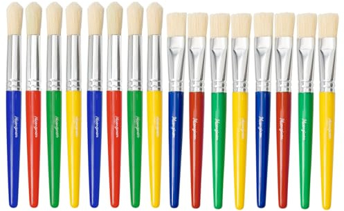 Mcenzinen Kinderpinsel‑Set, 16 Stück, Runde & Flache Pinsel für Kinder, abwaschbar, für Aquarell, Acryl und Bastelarbeiten