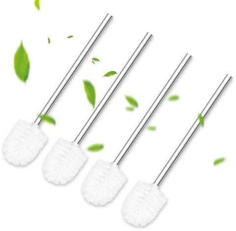 MAGAUSVZVK Klobürste Weiß 6,5cm,Toilettenbürste Weiß 4er Set mit Edelstahlgriff,WC-Bürste for das Badezimmer,Praktisches Toilettenbürstenset mit for eine gründliche WC-Reinigung,Stehende Edelstahl-WC-