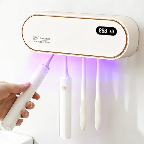 Zahnbürstenhalter Wand, Zahnbürstenhalter Elektrische Zahnbürste Zur Wandmontage, Abs Uvc+Uva Sterilisation Zahnbürste Sterilisator, Toothbrush Holder Für Badezimmer Weiß 20.7×7.4×5.7cm