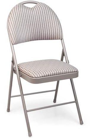 Crystals Folding Chair – Heavy-Duty Metal Frame with Comfortable Padded Seat & High Back, Foldable Dining or Office Chair for Home, Events, and Multi-Purpose Use – Fabric or PVC (1 x Folding Chair)
