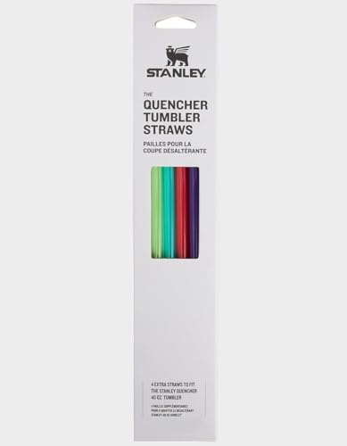 Stanley Pack of 4 Quencher Tumbler Straws for 30 oz | Reusable Replacement Straws for Tumbler with Handle | Stainless Steel Drinking Cup Accessory | BPA-Free | Summer 2 (Multicolor)